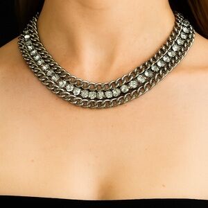 🛍️SALE🛍️ Cookie Lee Chunky Chain Statement Necklace with Rhinestones